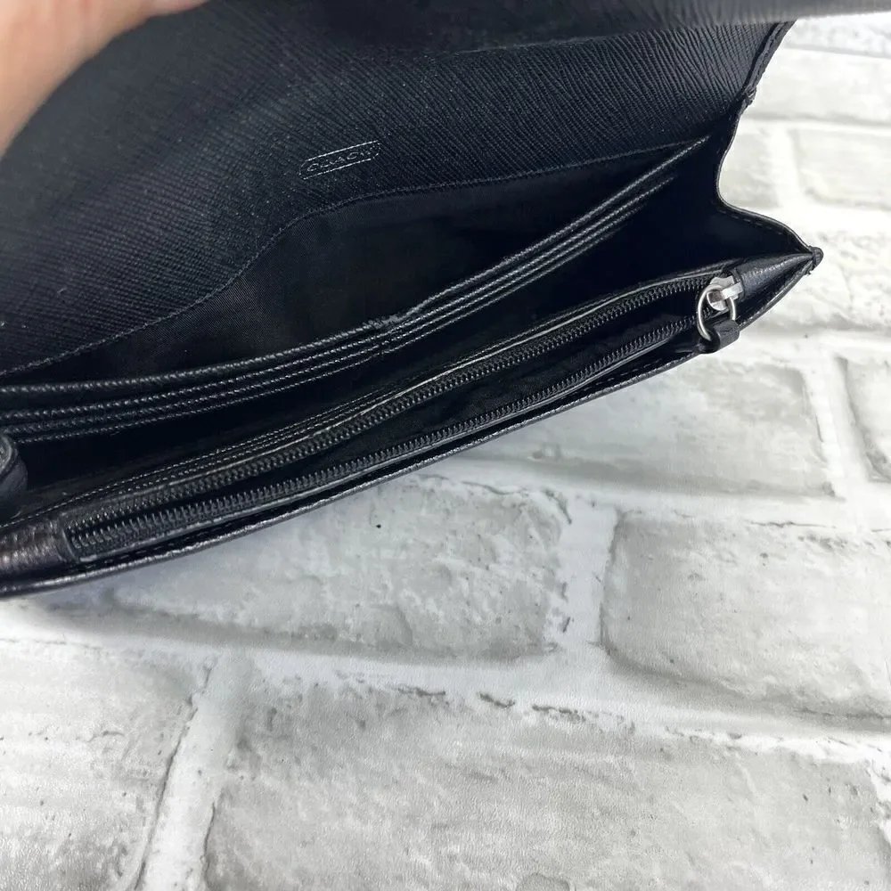 Coach Madison Op Art Black Envelope Signature Slim Envelope Wallet